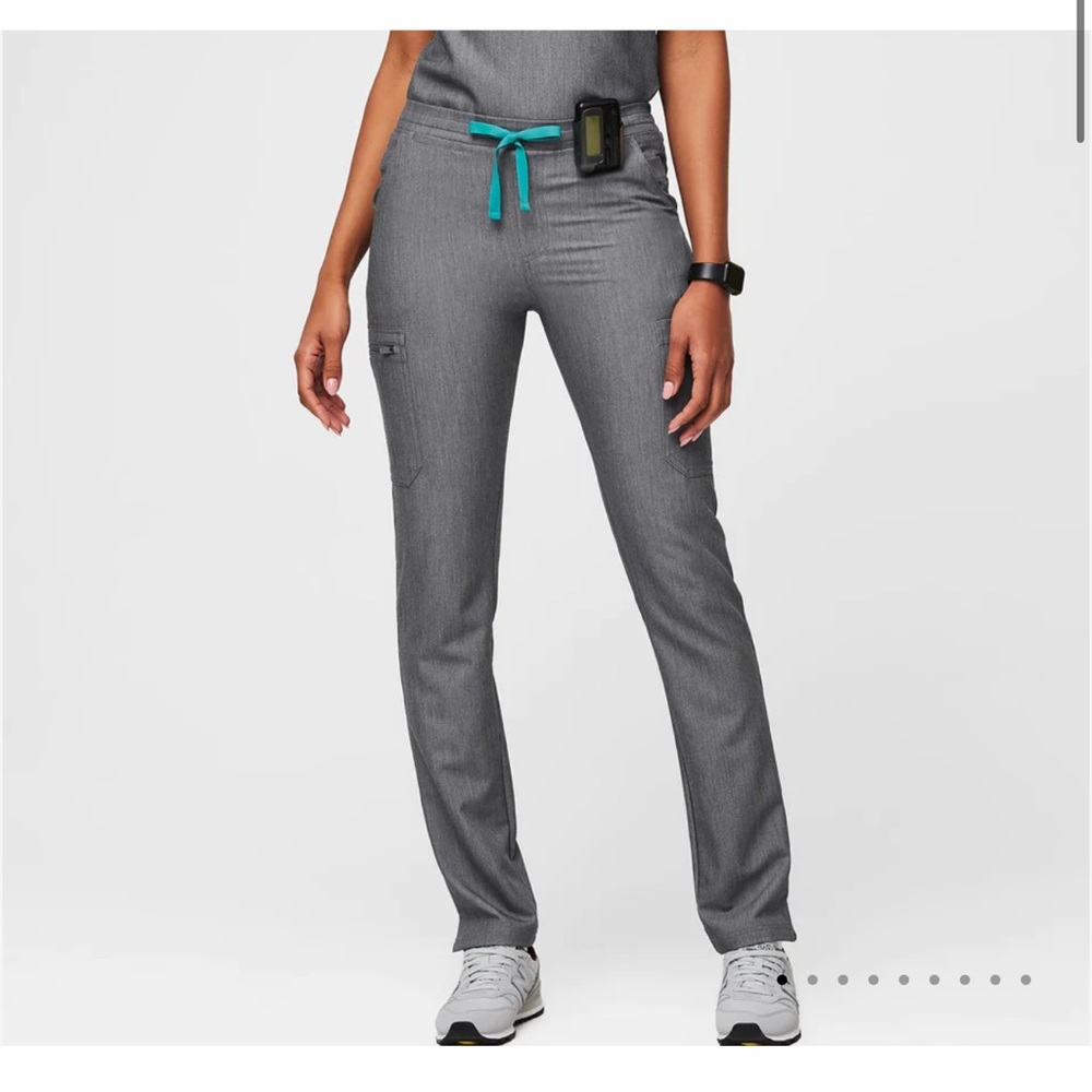 Figs Gray Women's Pants with Teal Drawstring